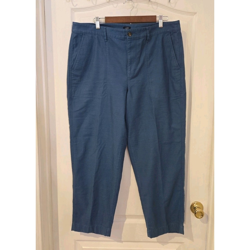 Womens J Crew Sz 16 Cotton Camp Pants Chambray Blue NWT preppy minimalist